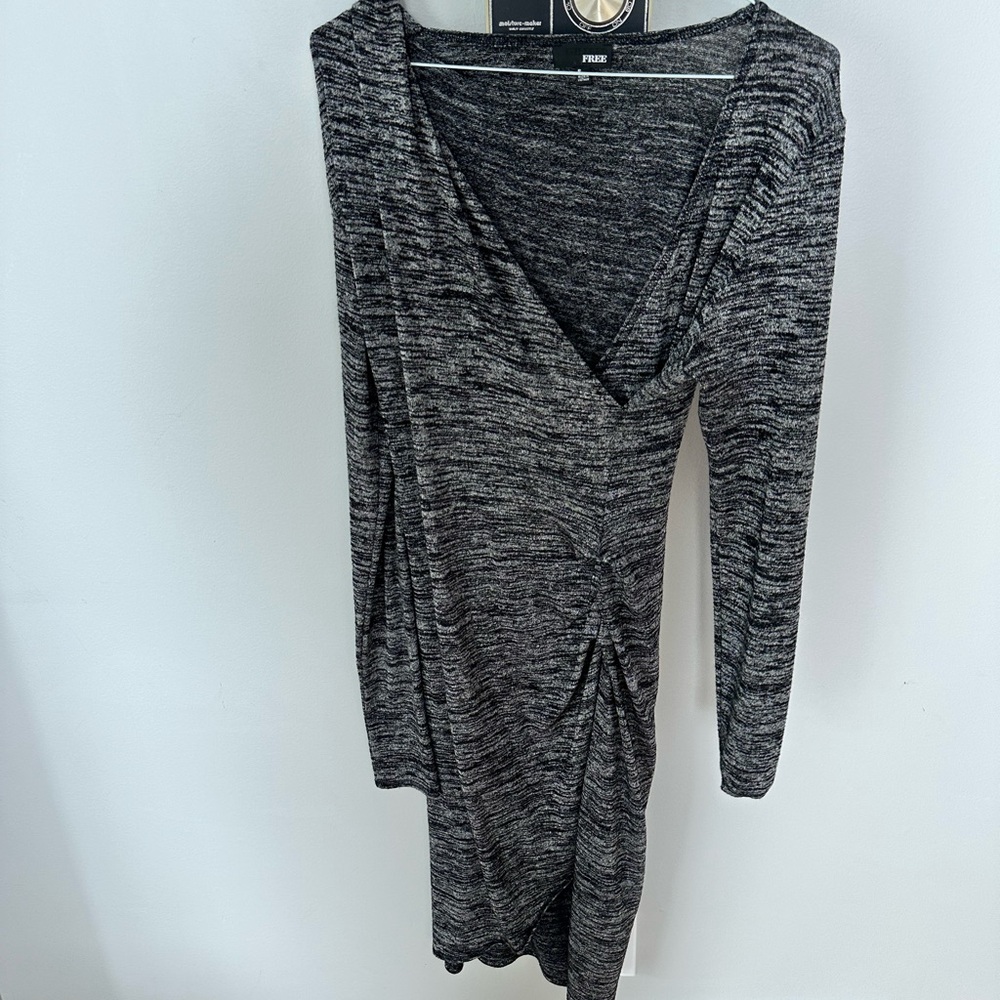 Wilfred Gray Ruched Wrap Dress Long Sleeve